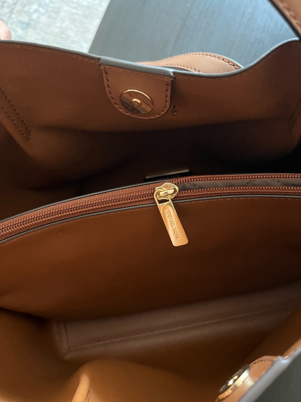 Michael Kors Large Brown and Tan Logo Tote - Picture 3 of 4